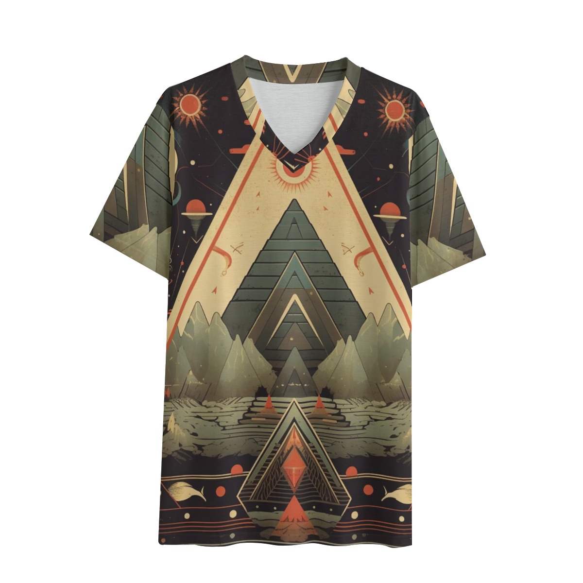 Eco-friendly All-over Print Unisex V-neck T-Shirt